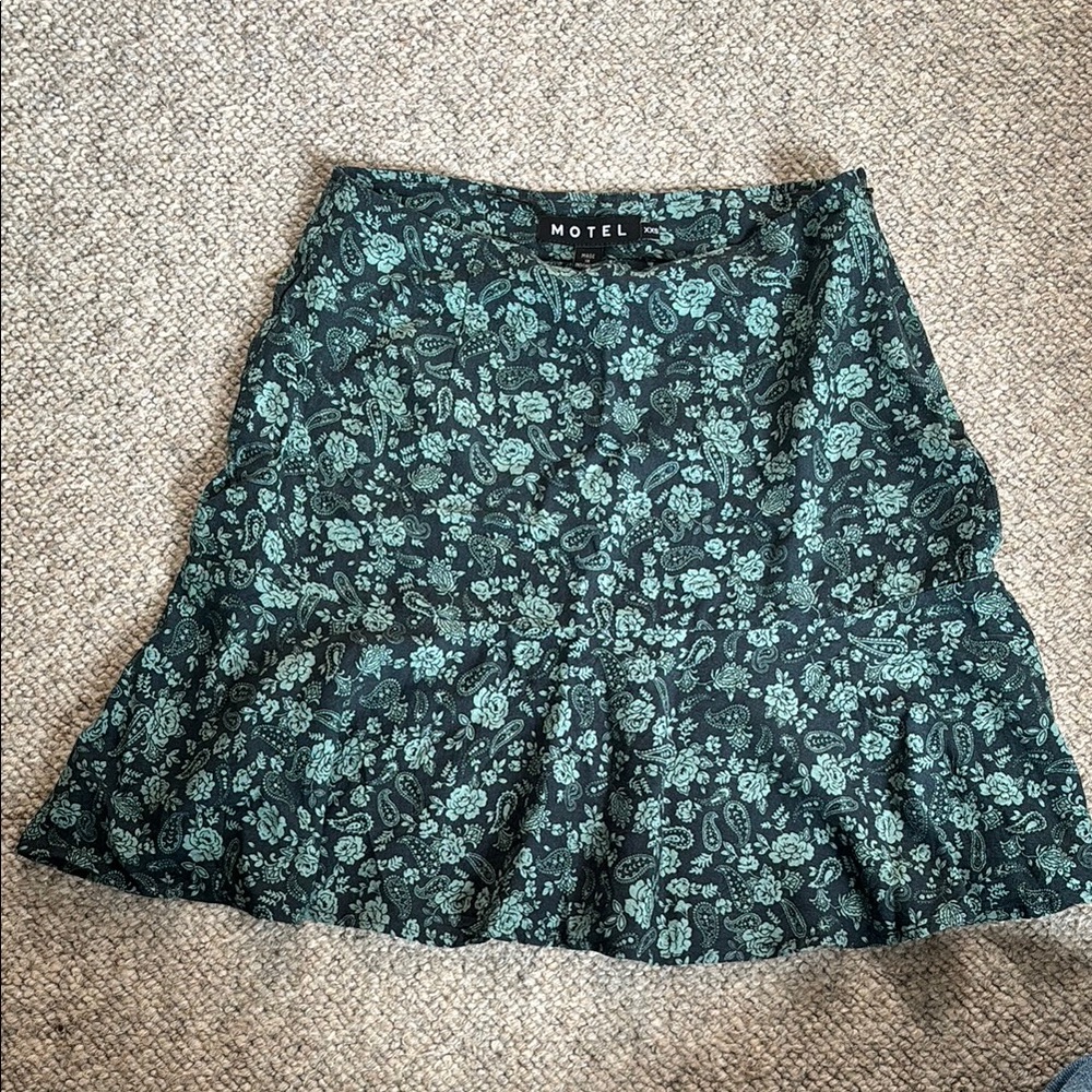 Motel Rocks Blue and Green Mini A-Line Skirt!